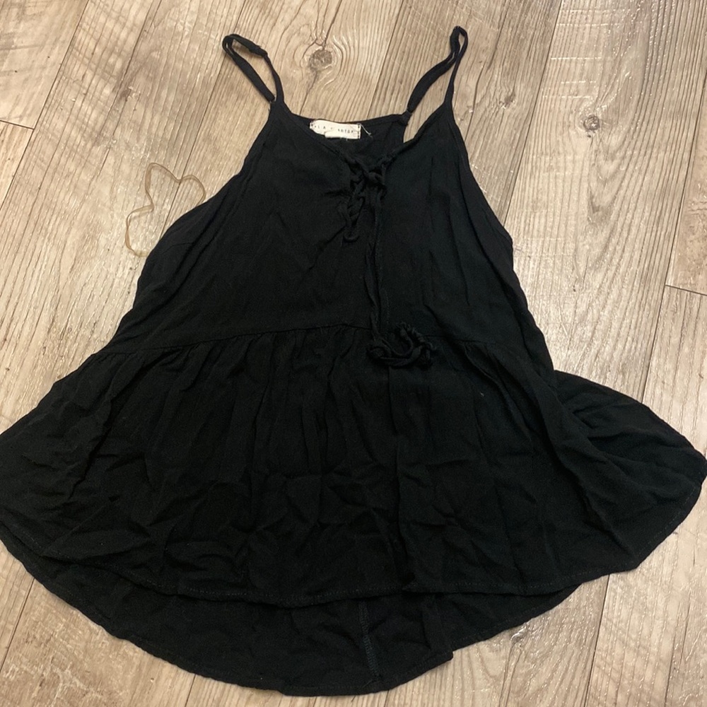 pacsun black blouse with tie front and loose bottom